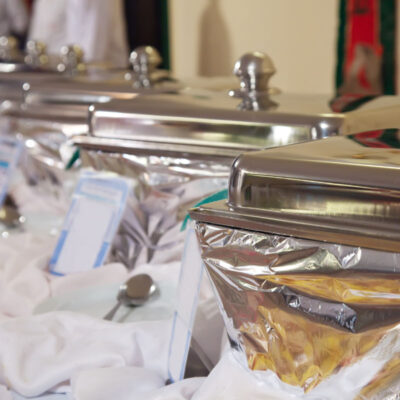 Buffet heated trays Buffet heated trays ready for service